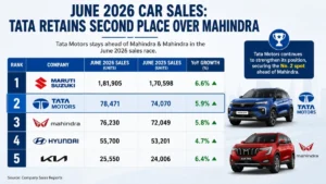 June 2026 Car Sales: Tata Stays Ahead of Mahindra Again