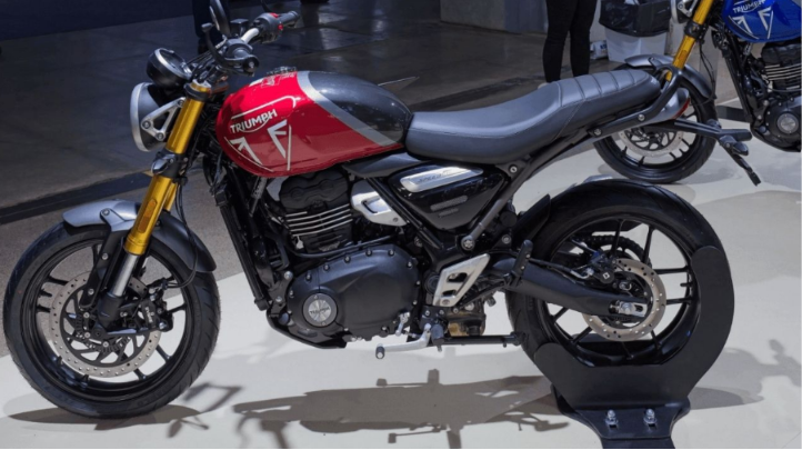 Triumph 350cc motorcycle parked on the road showing its modern retro styling after the latest price hike in India.